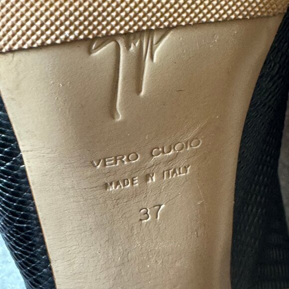 Giuseppe Zanotti Platform Heels Peep Toe Pumps Black crocodile leather - Picture 8 of 8